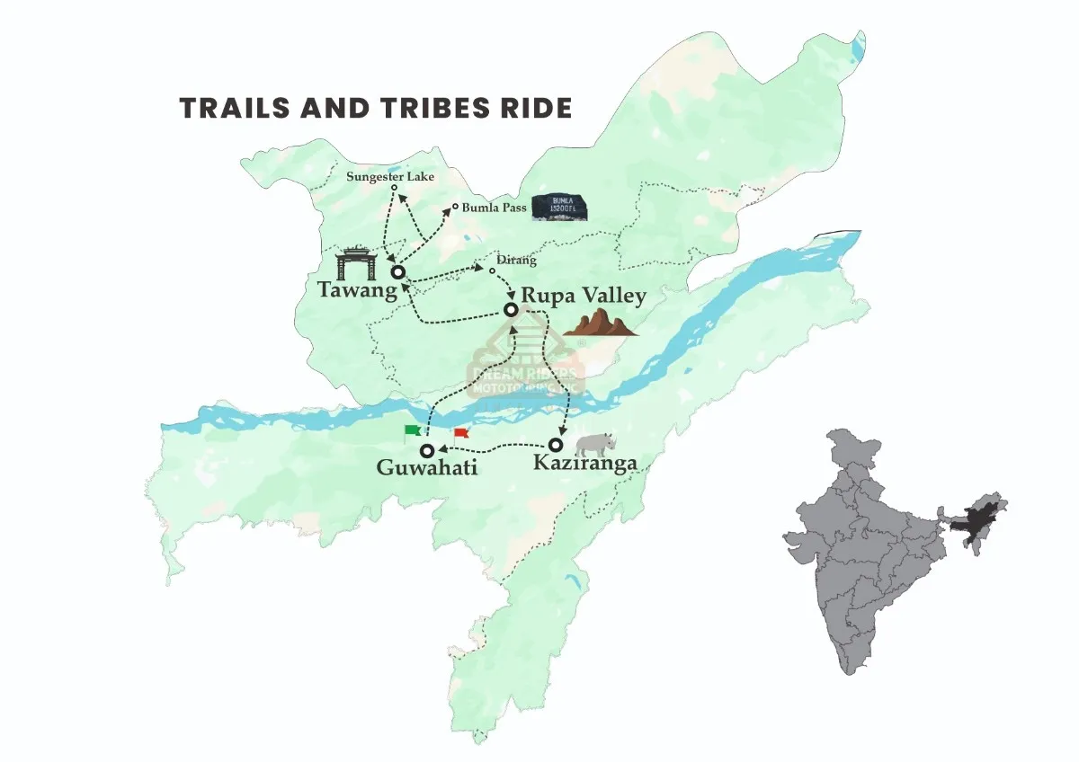 tawang road map for 9 days bike tour