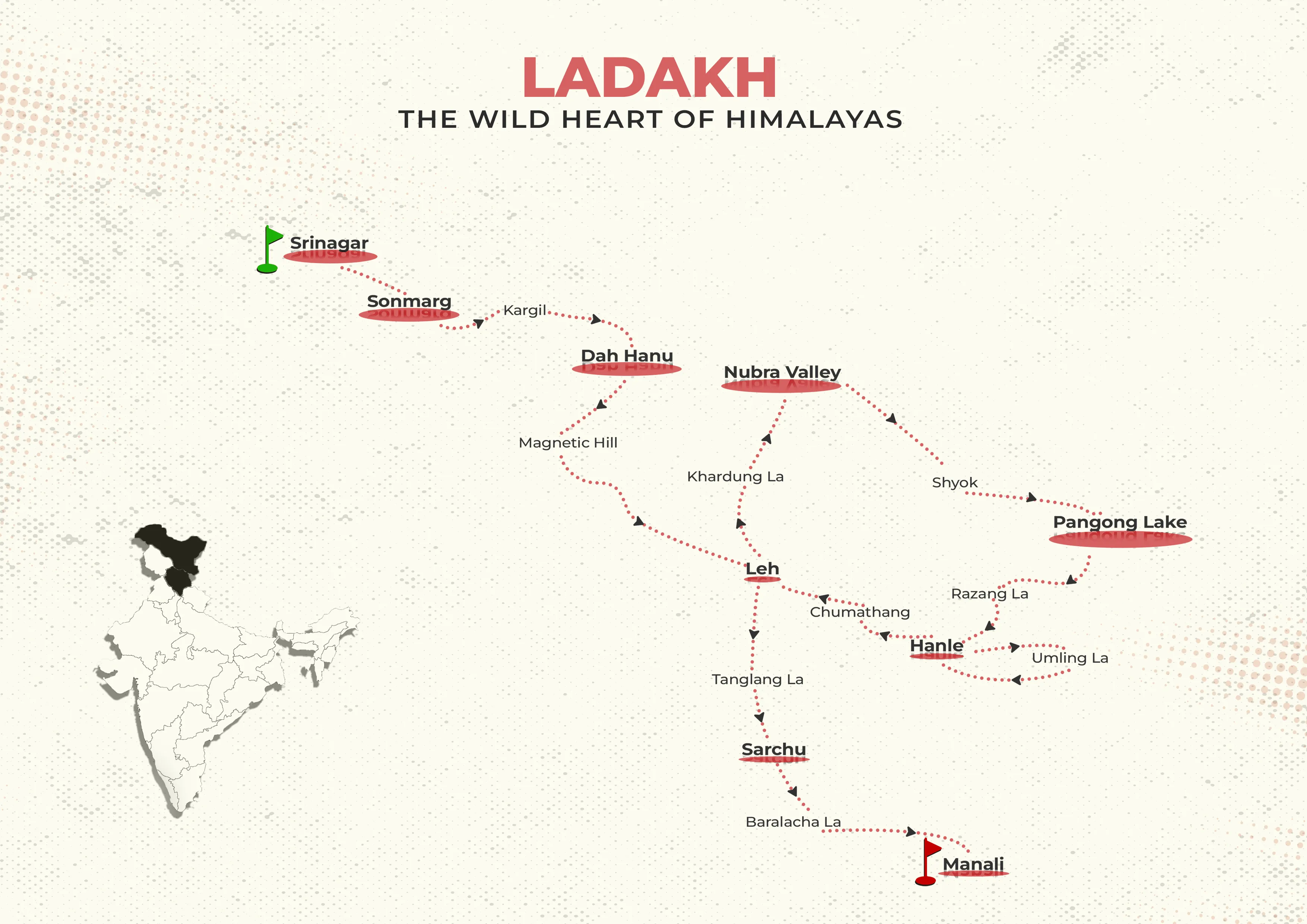 ladakh 12 days srinagar manali road map